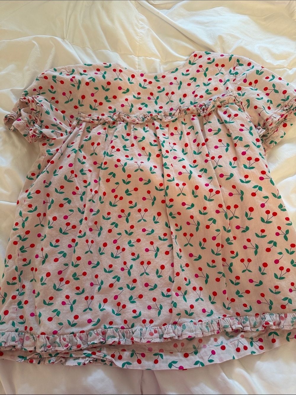 Mini Boden Pink Cherry Print Short Sleeve Top